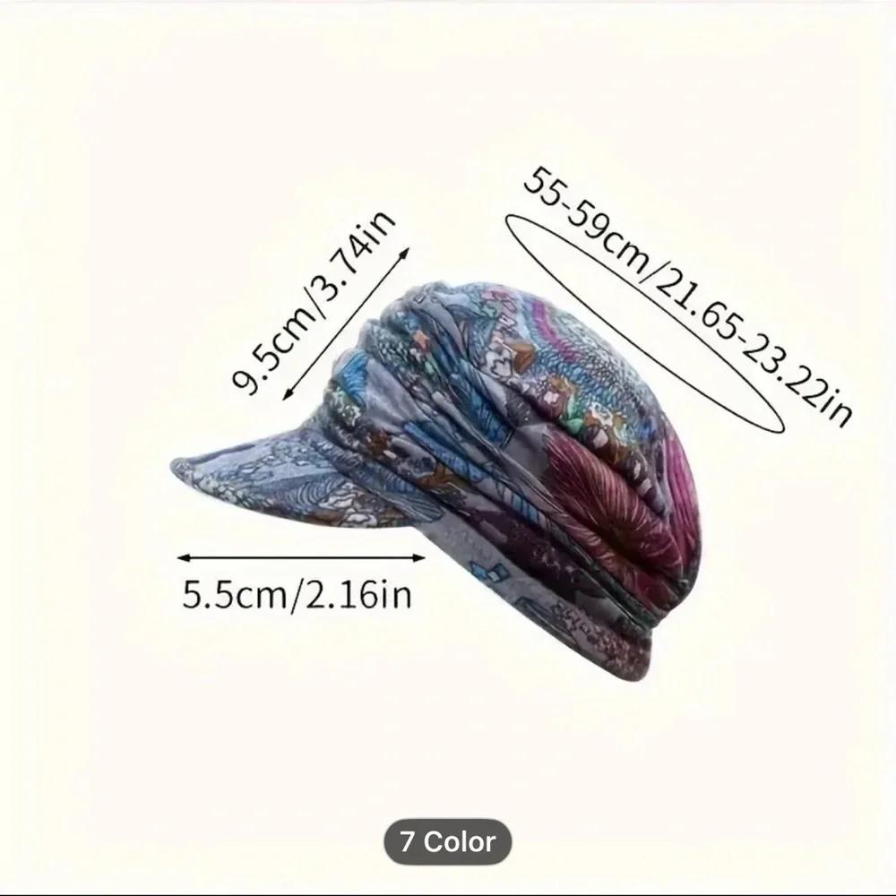Hat Deep Red Floral Print Newsboy Peaked Cap OS